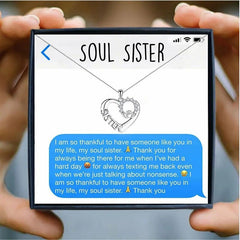 To My Soul Sister Necklace Crystal Heart Crown Letter Pendant - Necklace of Love
