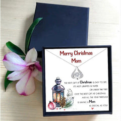 To Mom Christmas Drop Crystal Necklace - Necklace of Love