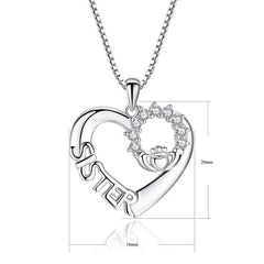 To My Bonus Sister Crystal Heart Crown Letter Pendant Necklaces - Necklace of Love