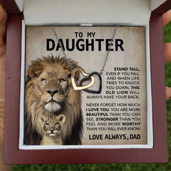 "To My Daughter" Lion Dad Double heart necklace,,necklace of love,,Necklace of Love,necklaceoflove.com,US,Florida