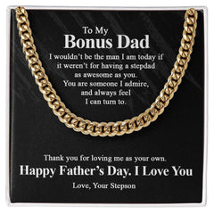 To My bonus Dad Stainless Steel Cuban Chain Men Necklace - Necklace of Love