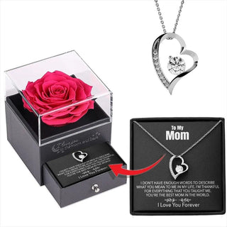 Crystal Hollow Heart Necklace with Eternal Flower Box