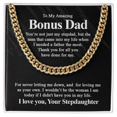 To My Bonus Dad Stainless Steel Cuban Chain Men - Necklace of Love