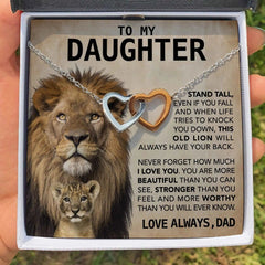 "To My Daughter" Lion Dad Double heart necklace,,necklace of love,,Necklace of Love,necklaceoflove.com,US,Florida