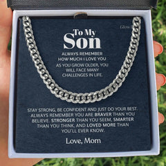 To My Son Stainless Steel Cuban Chain Necklace - Necklace of Love