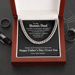 To My bonus Dad Stainless Steel Cuban Chain Men Necklace - Necklace of Love