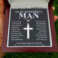 " To my Wonderful Man" Cross Pendant Necklace,,necklace of love,,Necklace of Love,necklaceoflove.com,US,Florida