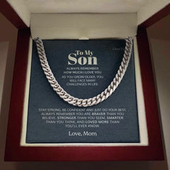 "To My Son" Stainless Steel Cuban Chain From Mom,,necklace of love,,Necklace of Love,necklaceoflove.com,US,Florida