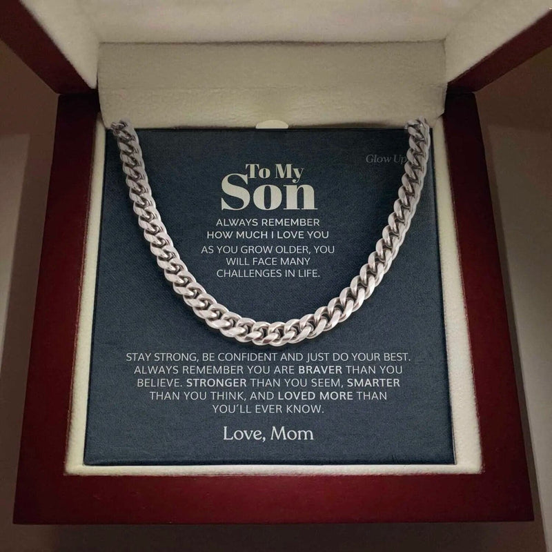 To My Son Stainless Steel Cuban Chain Necklace - Necklace of Love