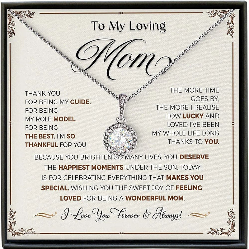 To my loving Mom Luxury Round Crystal Necklace - Necklace of Love