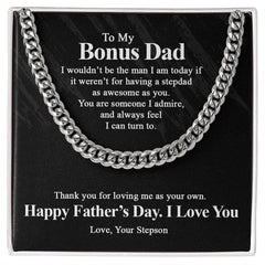 To My bonus Dad Stainless Steel Cuban Chain Men Necklace - Necklace of Love