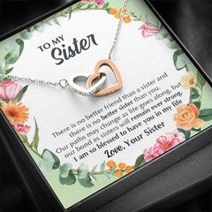 To My Sister Love Interlocked Double Heart Pendant Necklace - Necklace of Love