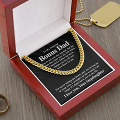 To My Bonus Dad Stainless Steel Cuban Chain Men - Necklace of Love